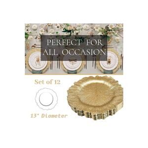 Set of 12 Golden MAONAME 13" Gold Charger Plates